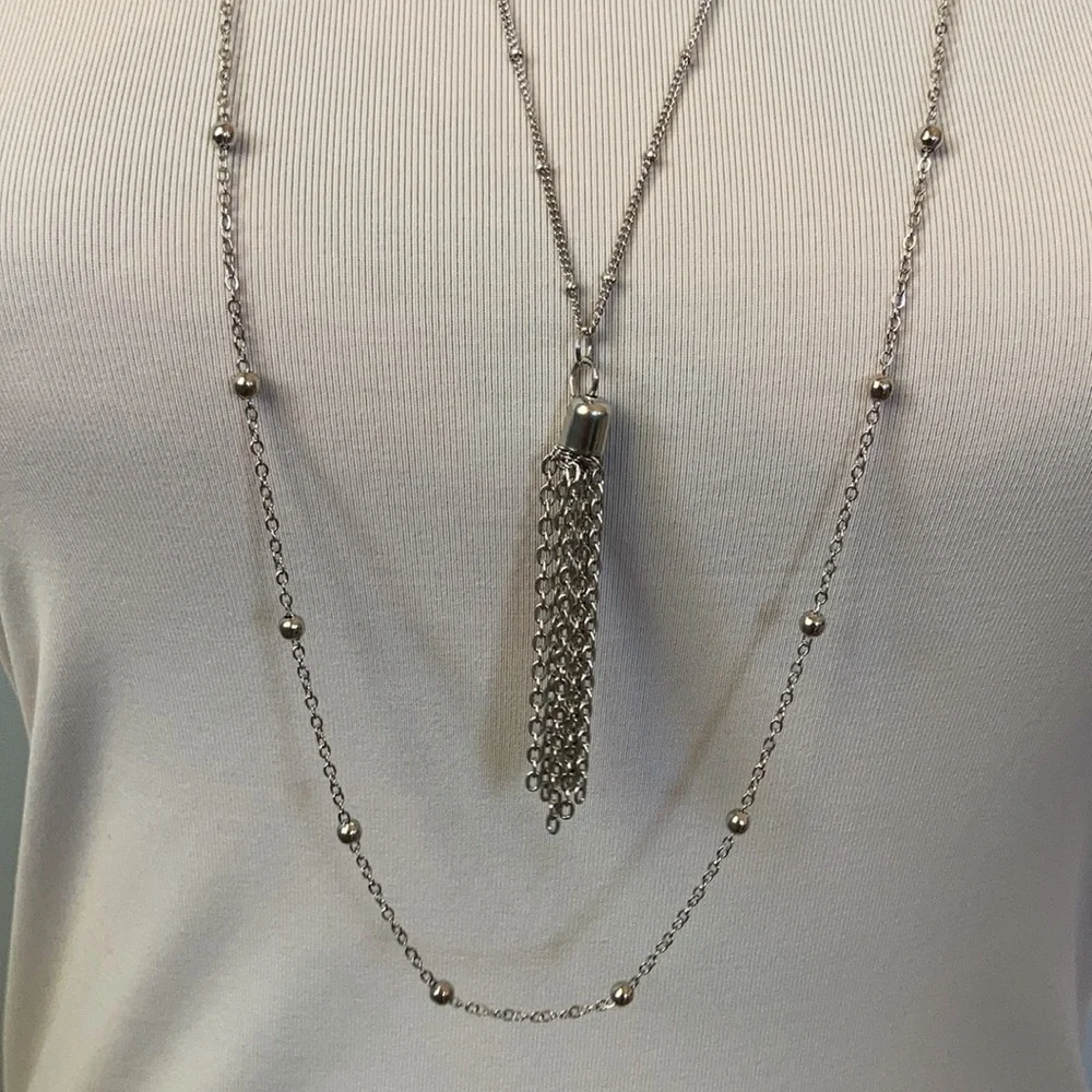 3 Tiered Silver Necklace - Picture 7 of 9